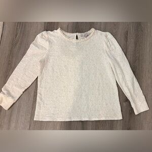 LOFT Ivory Textured Long Sleeve Tee